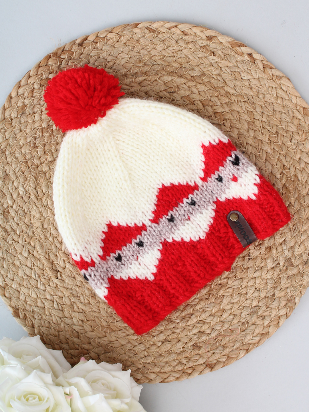 Santa Hat with Pom Pom for Infants and Kids - Off-White