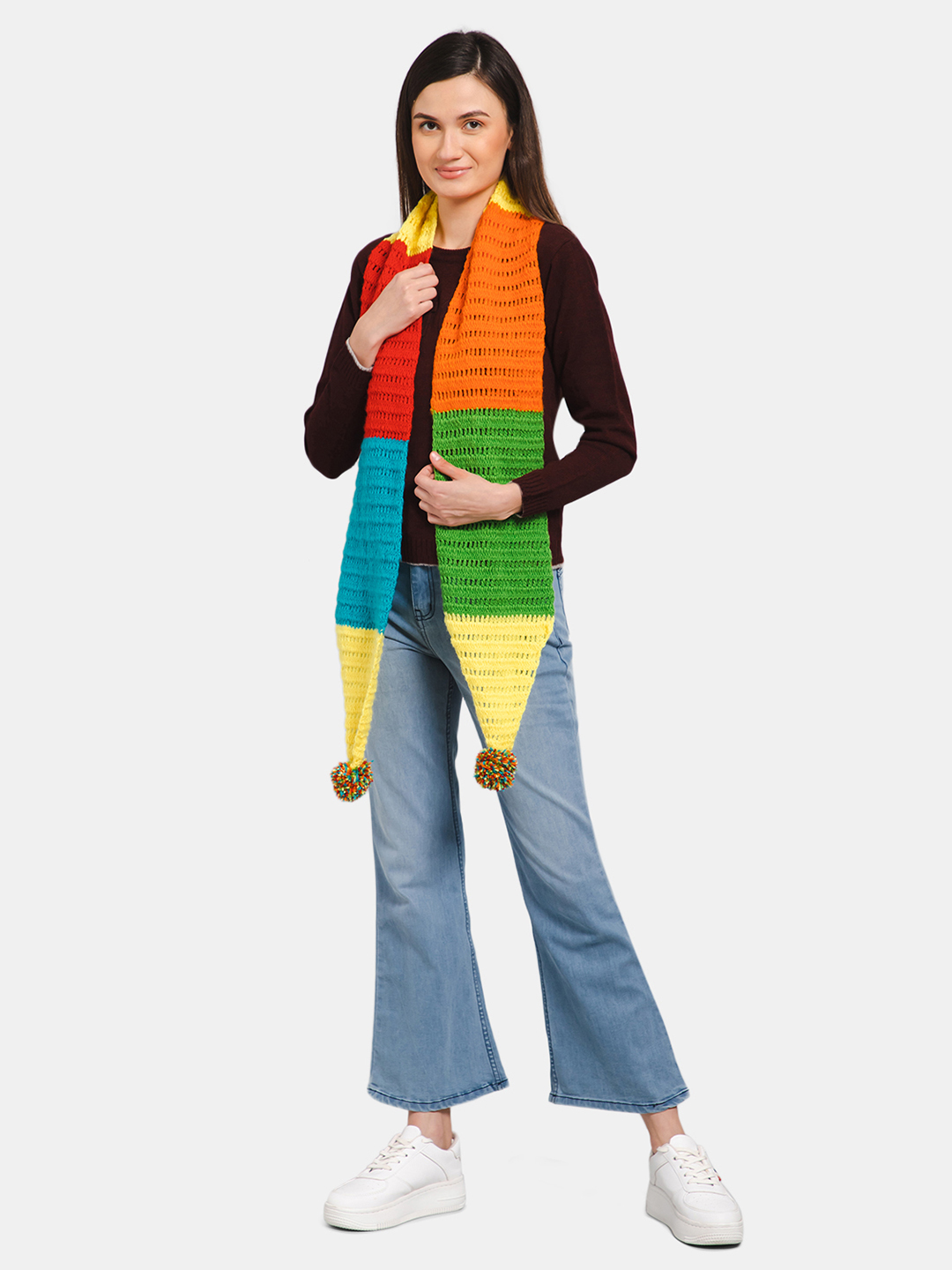 Self Design Crochet Muffler Scarf for Women - Multi