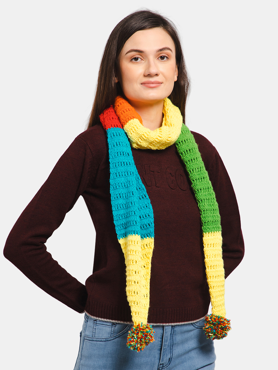 Self Design Crochet Muffler Scarf for Women - Multi