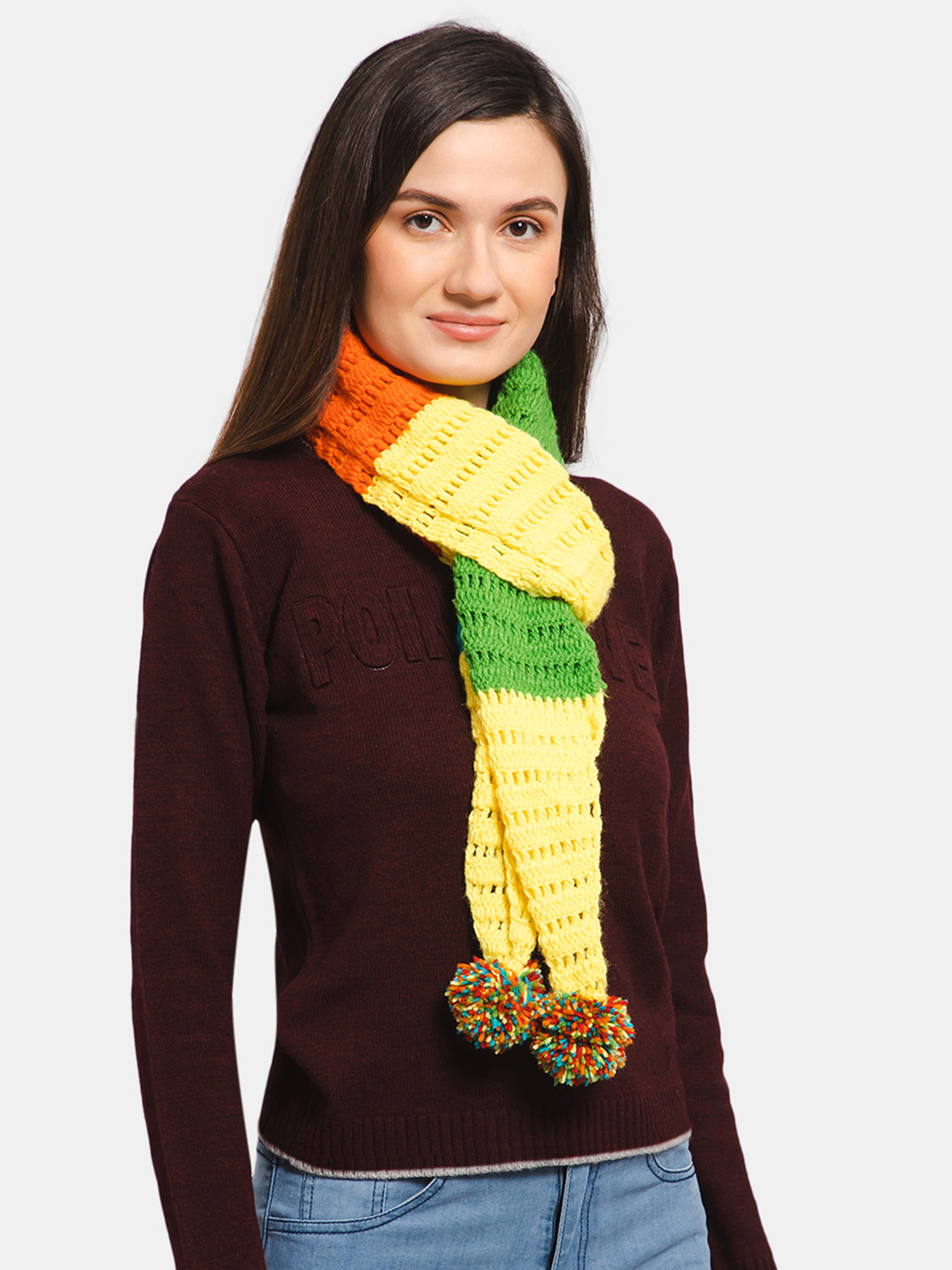 Self Design Crochet Muffler Scarf for Women - Multi