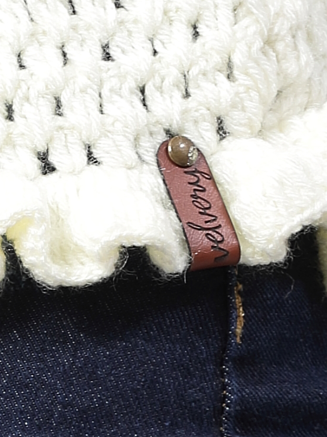 Self Design Sweater with Ruffles - Cream