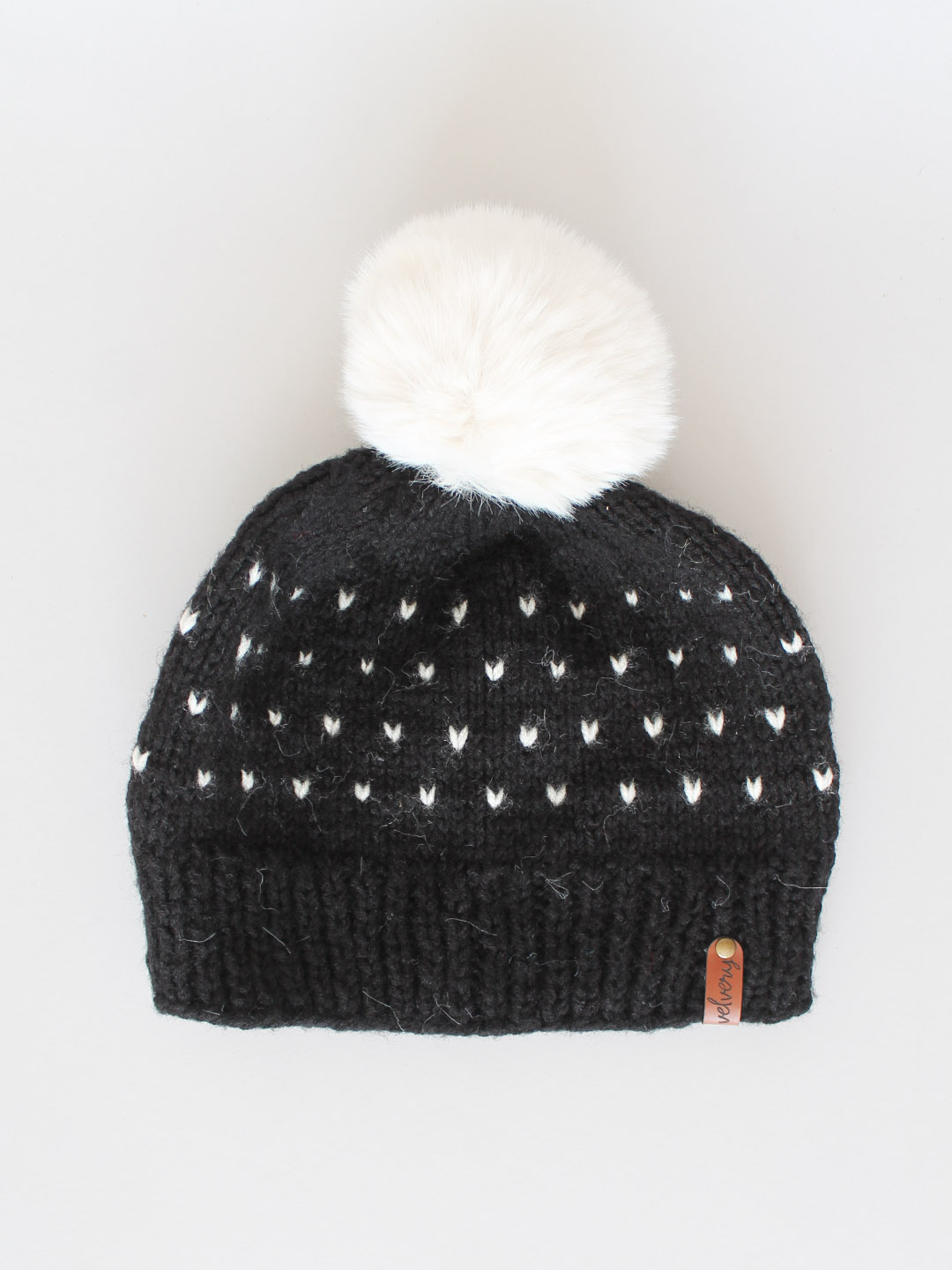 Self Design Pom Pom Beanie Hats for Women - Dark Grey