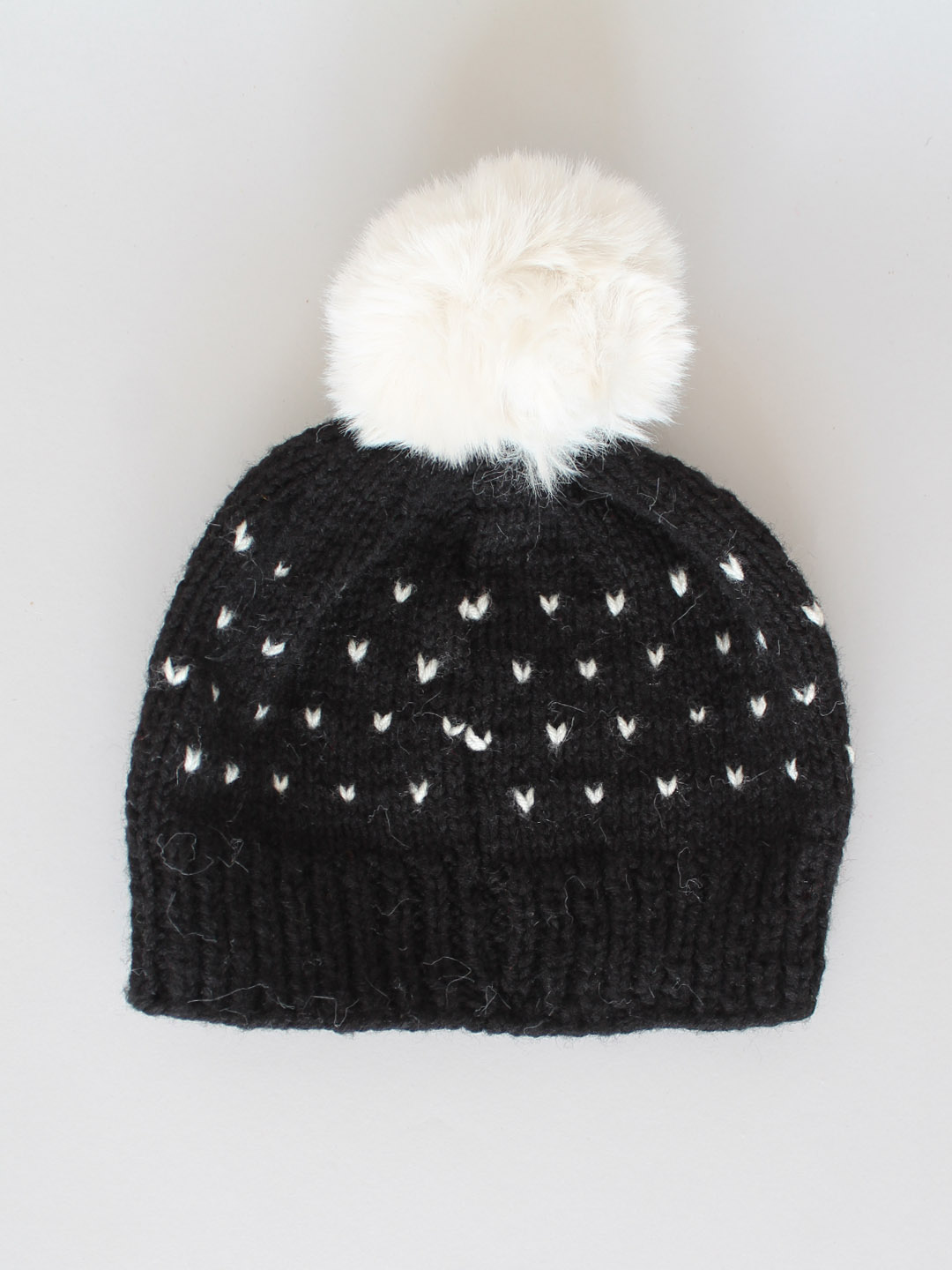 Self Design Pom Pom Beanie Hats for Women - Dark Grey