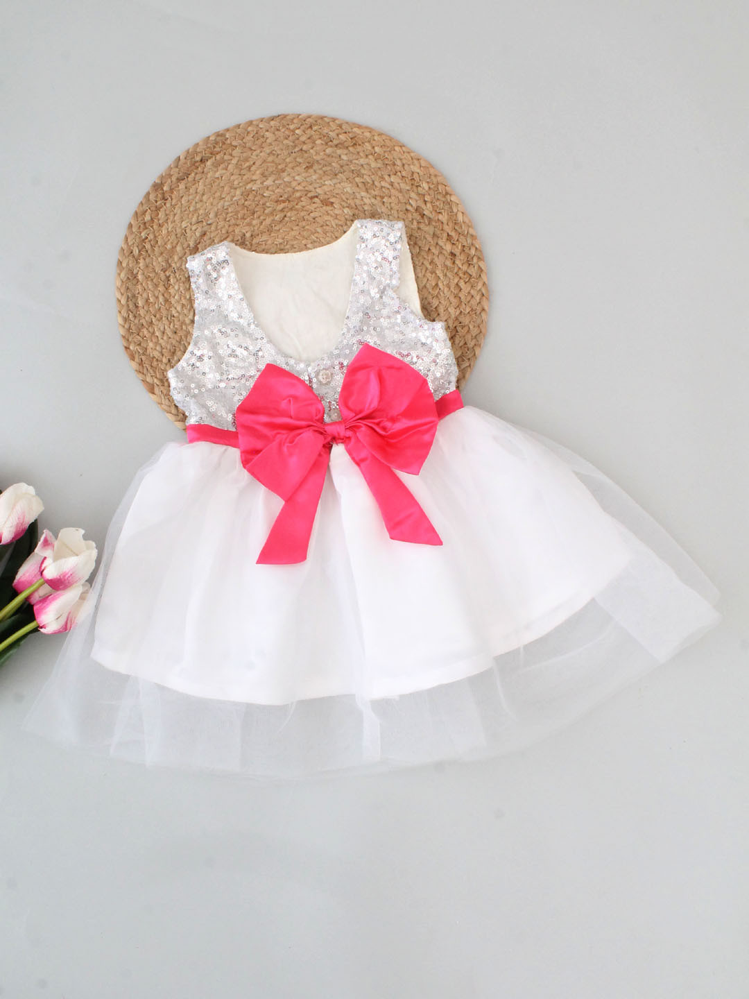 Sequins Embellished Bow Detailed Tutu Party Wear Dress