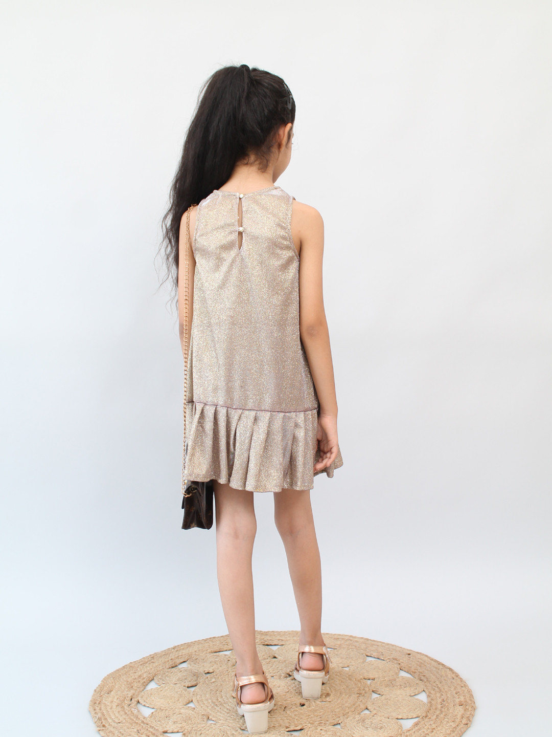 Sleeveless A-Line Shimmer One Piece Party Dress
