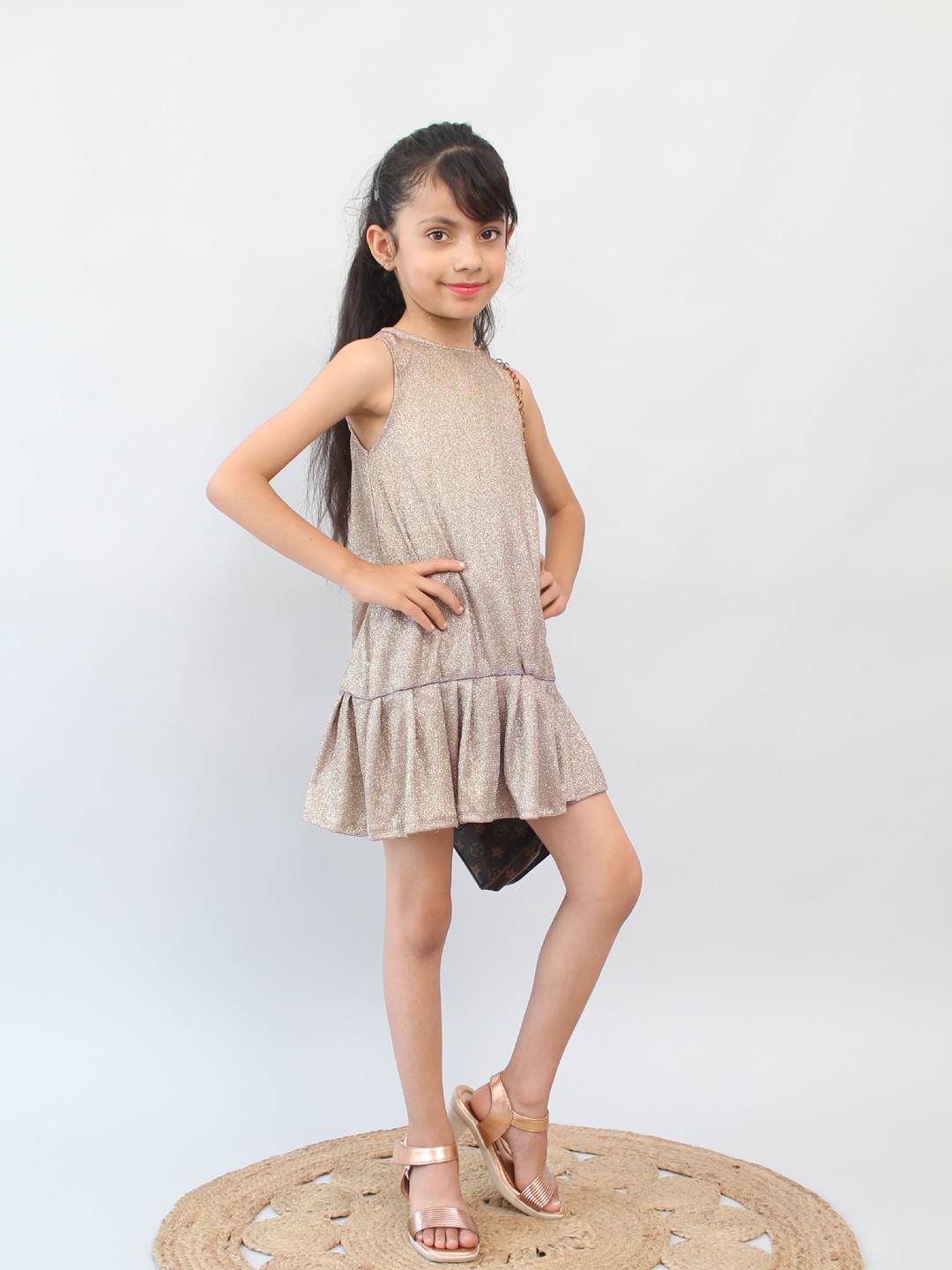 Sleeveless A-Line Shimmer One Piece Party Dress