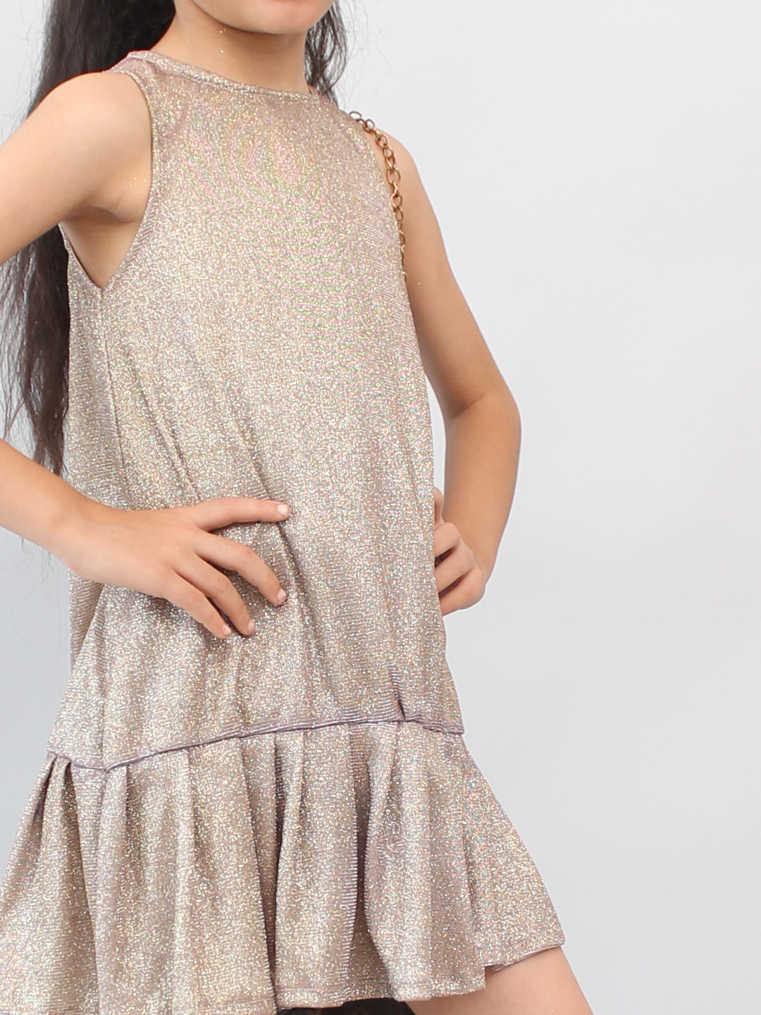 Sleeveless A-Line Shimmer One Piece Party Dress
