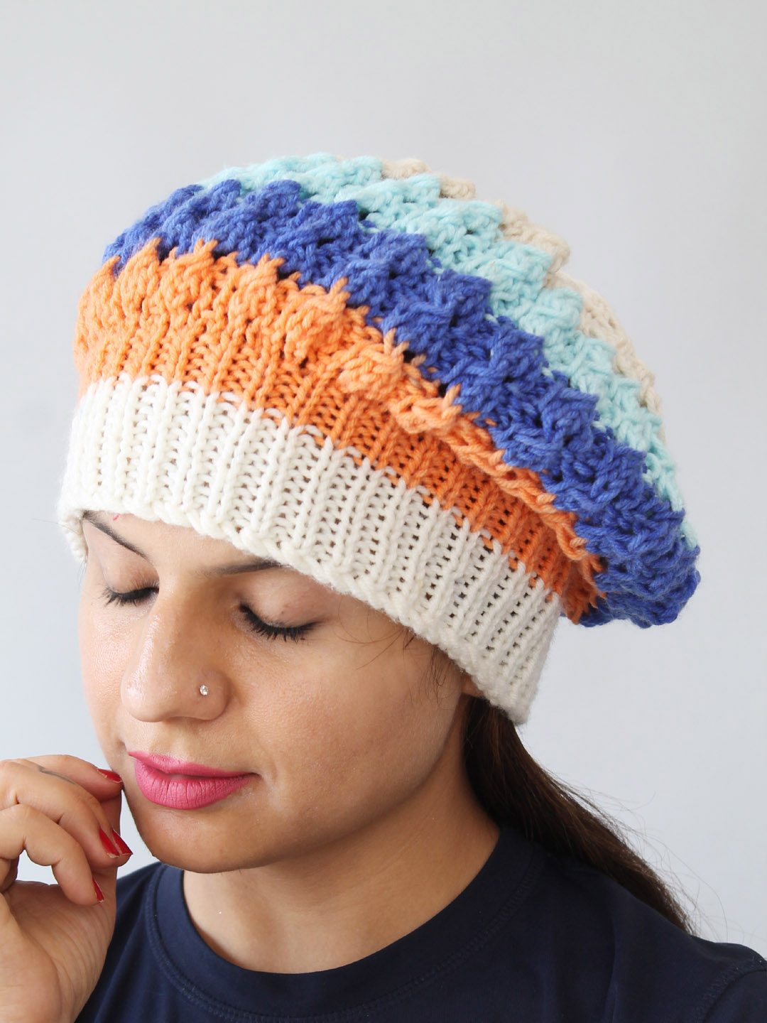 Slouchy Winter Beanie Cap for Women - Multicoloured