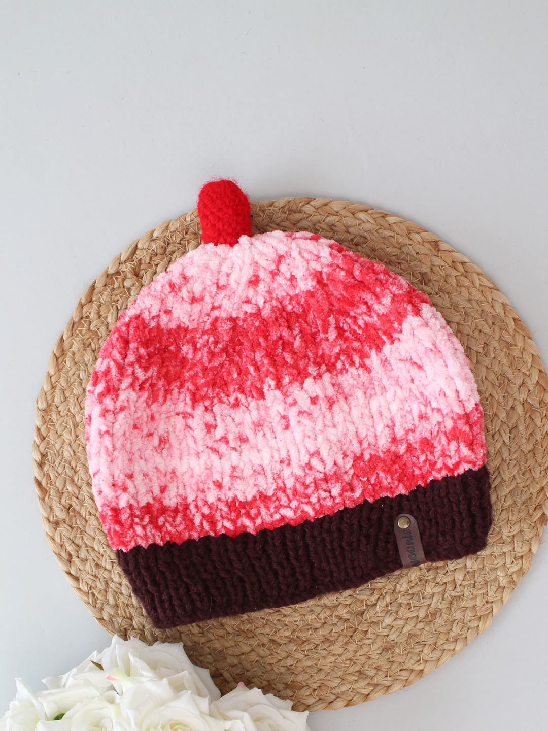 Soft Beanie Muffin Hat for Infants - Red