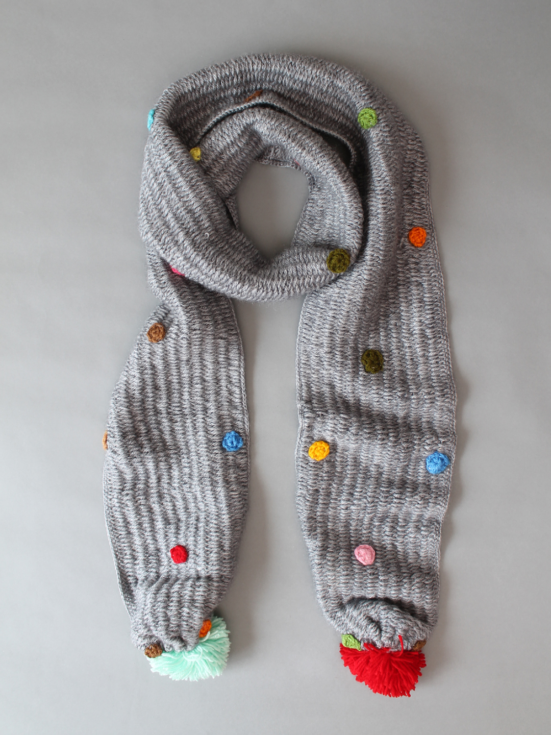 Soft Muffler for Women with Pom Pom - Grey