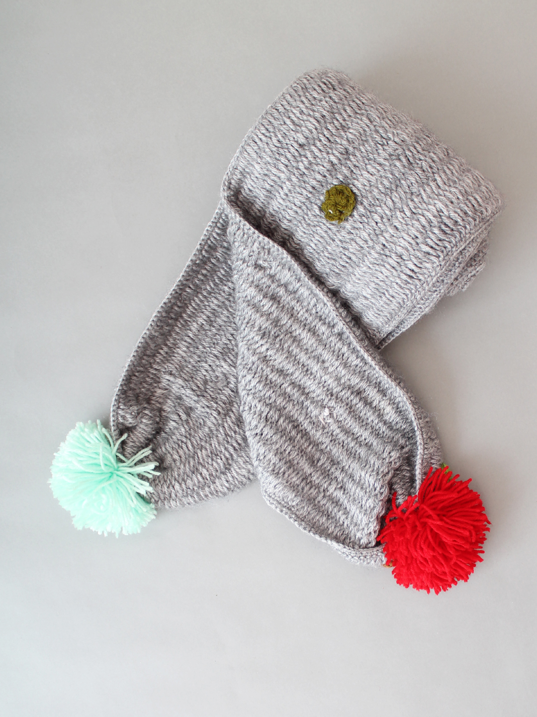 Soft Muffler for Women with Pom Pom - Grey