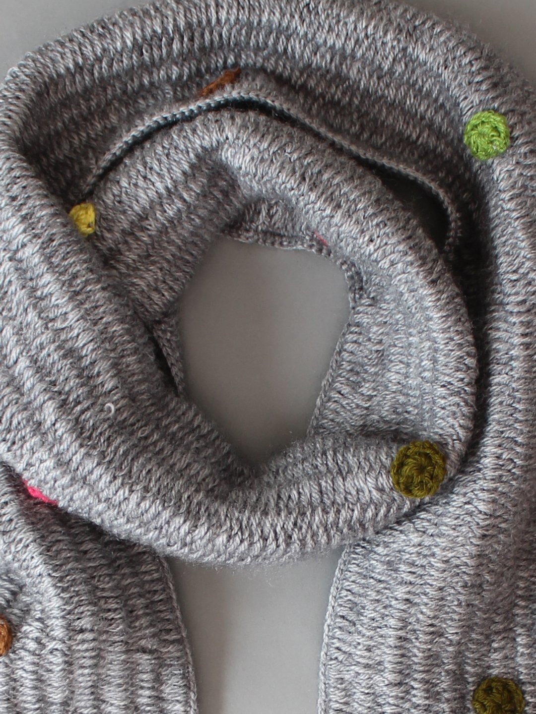 Soft Muffler for Women with Pom Pom - Grey