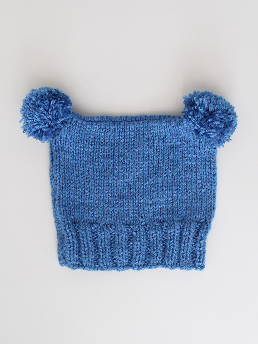 Square Hat with Pom Pom for Newborn - Blue