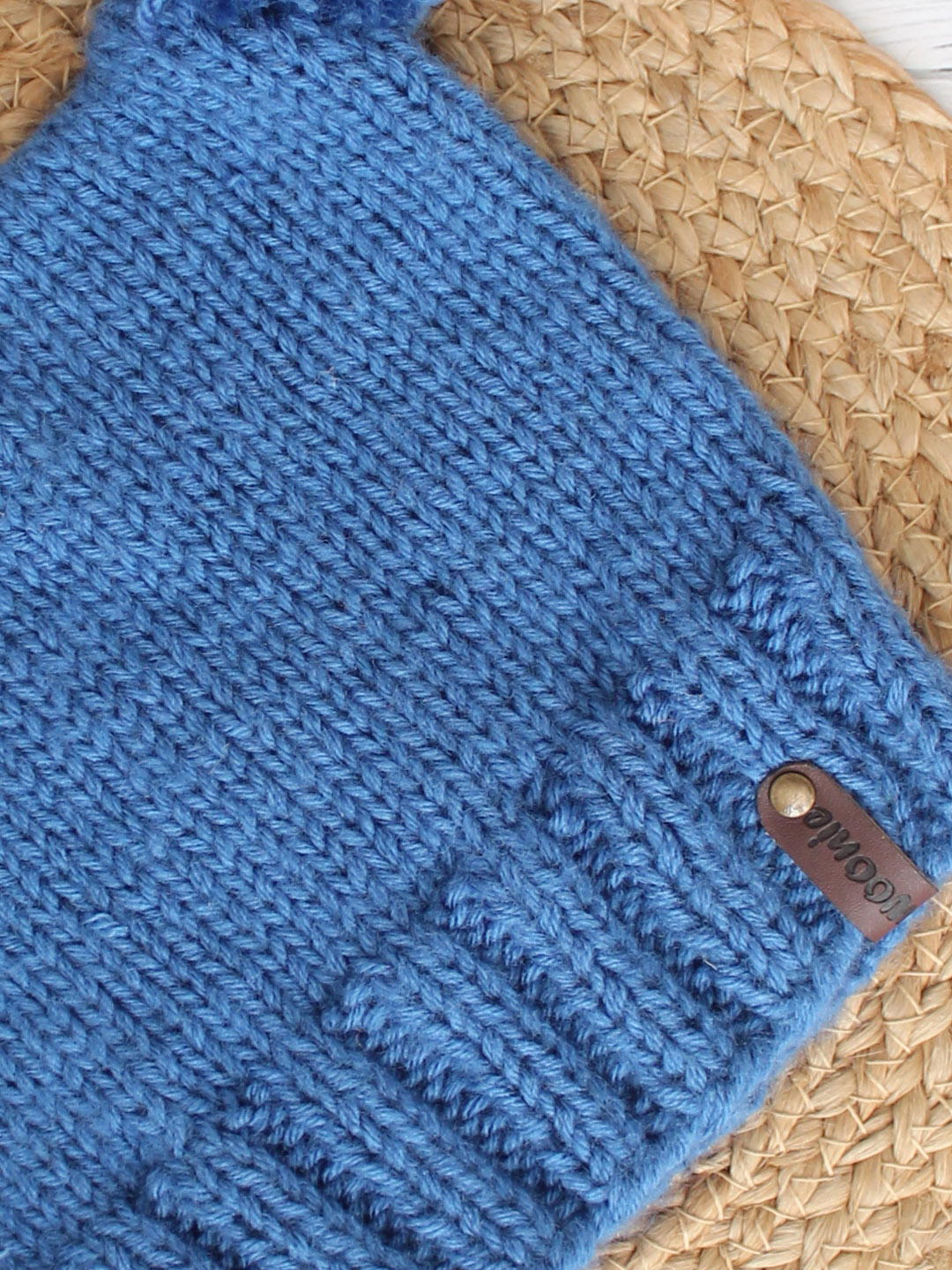 Square Hat with Pom Pom for Newborn - Blue