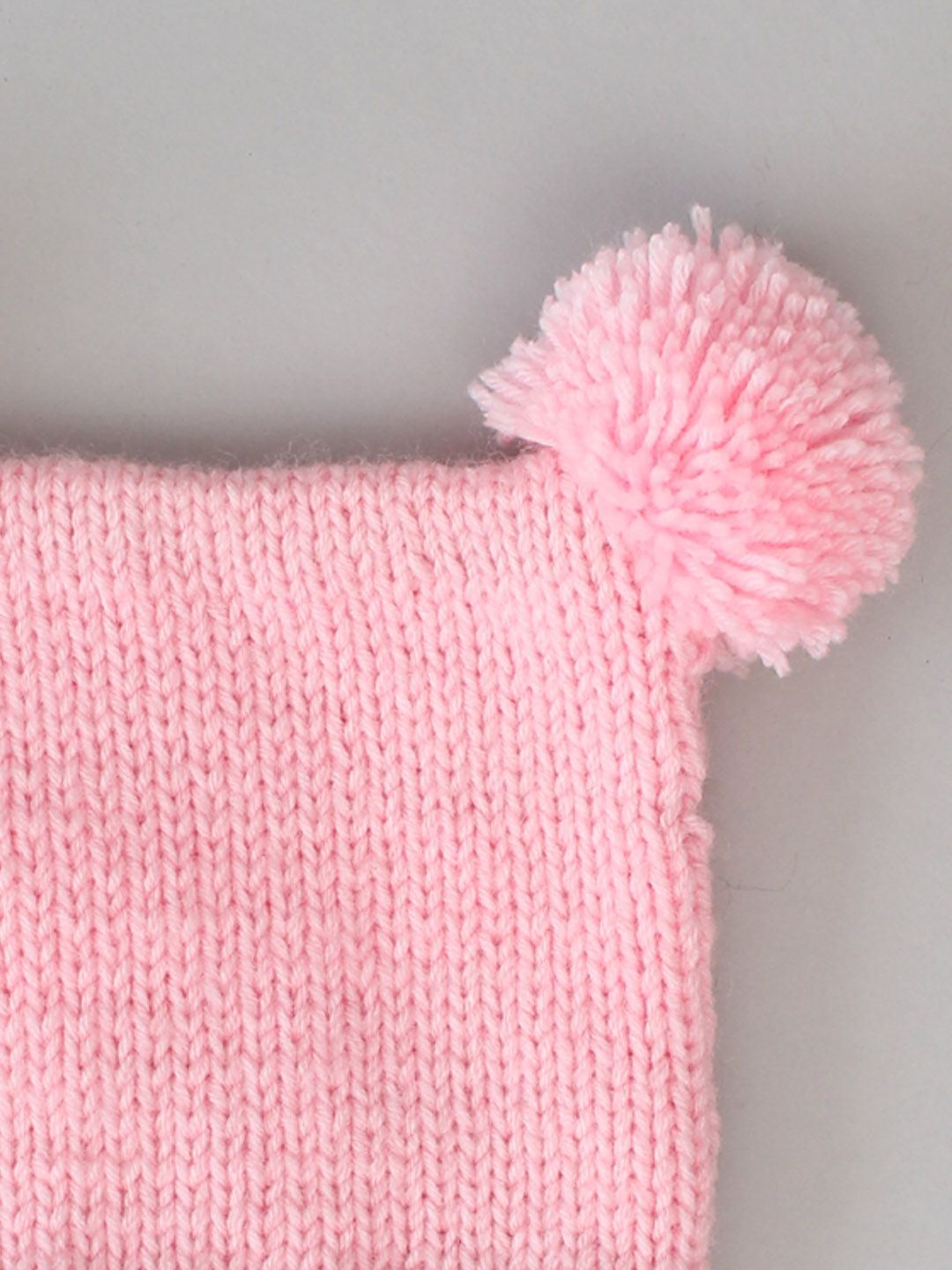 Square Hat with Pom Pom for Newborn - Pink
