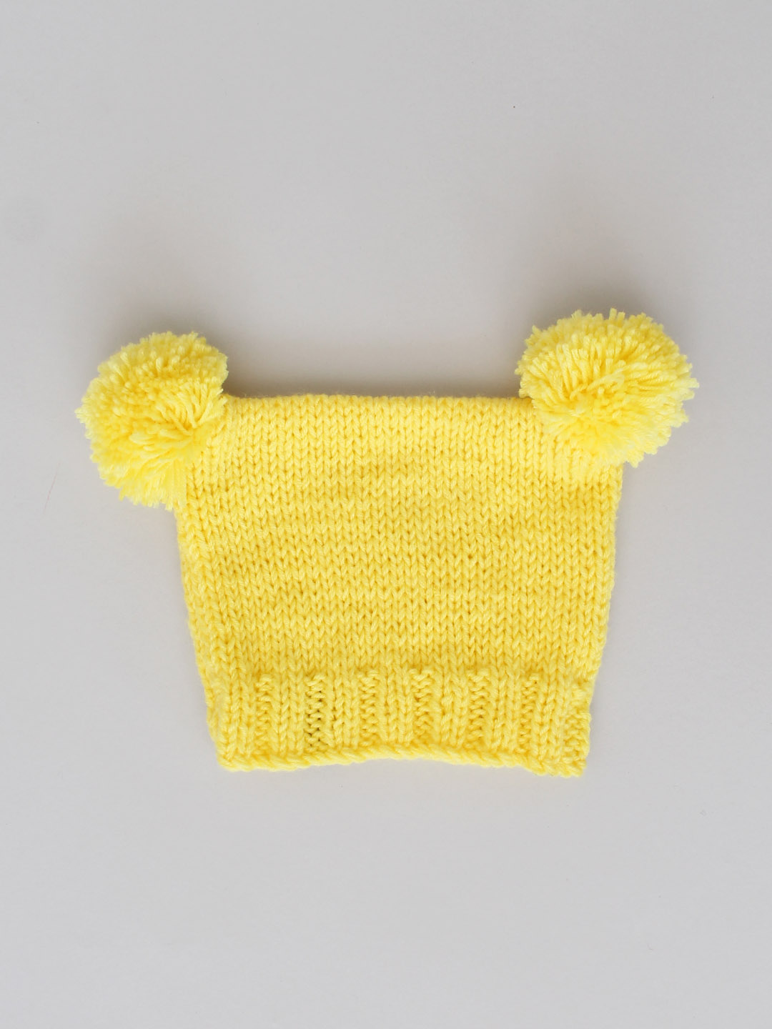 Square Hat with Pom Pom for Newborn - Yellow