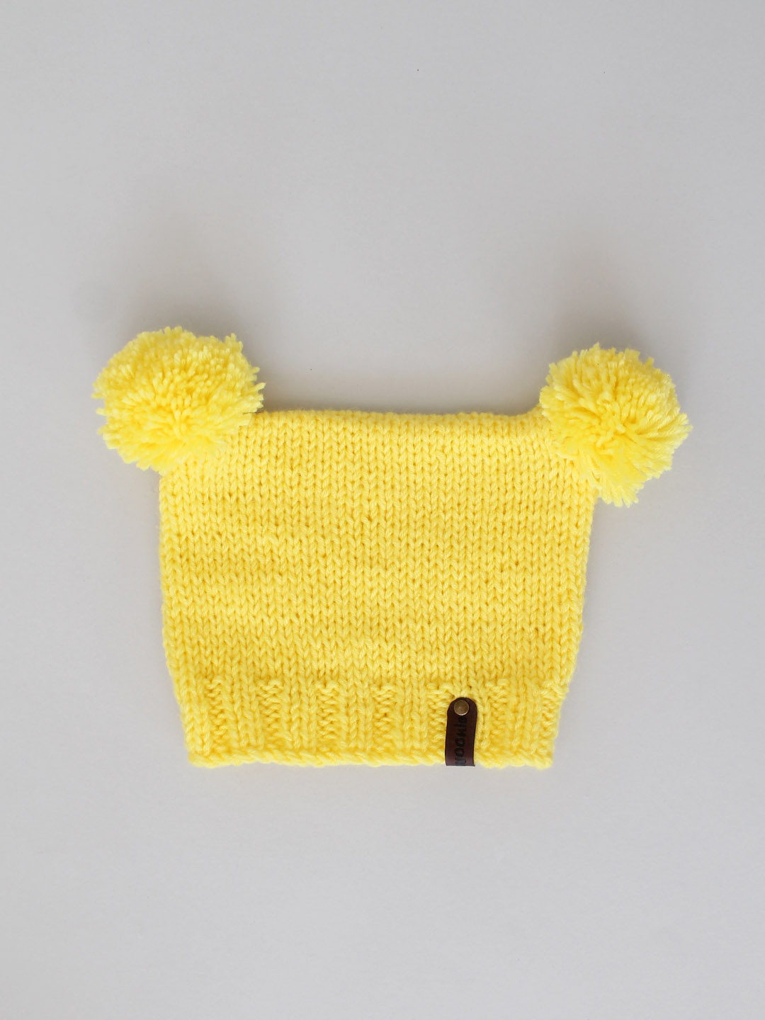 Square Hat with Pom Pom for Newborn - Yellow