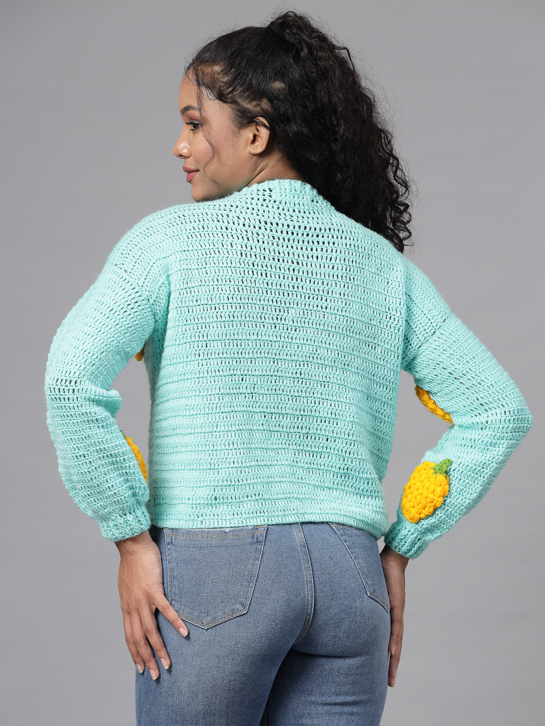 Strawberry Chunky Crop Cardigan for Women - Cream