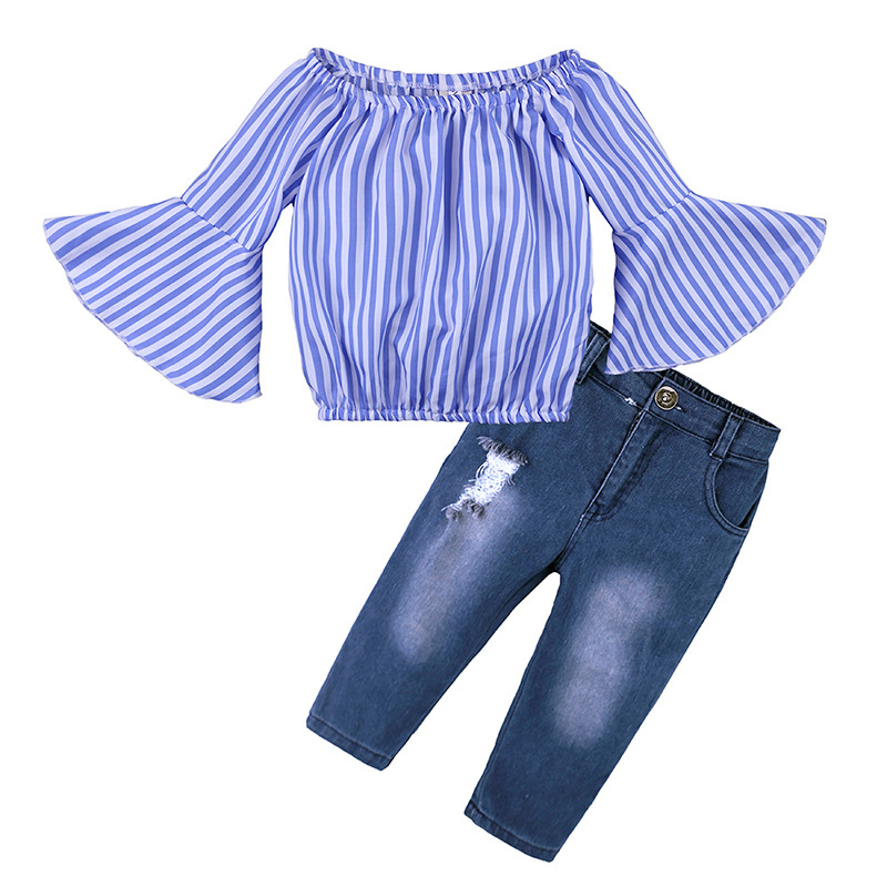 Striped Crop Top With Blue Jeans