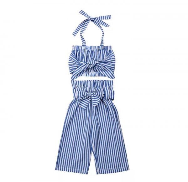 Image of Stripped Culottes Set ( Blue )
