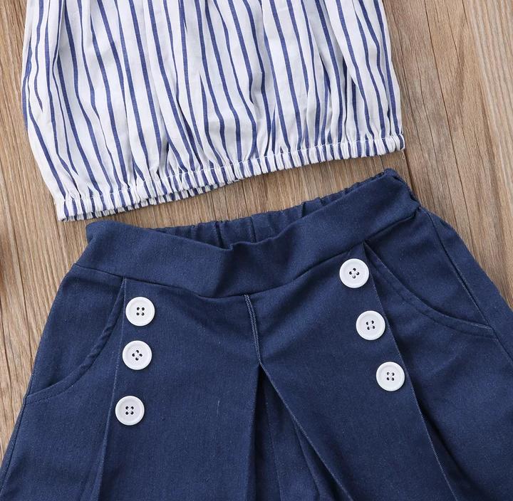 Stripped Top With Wide Pant