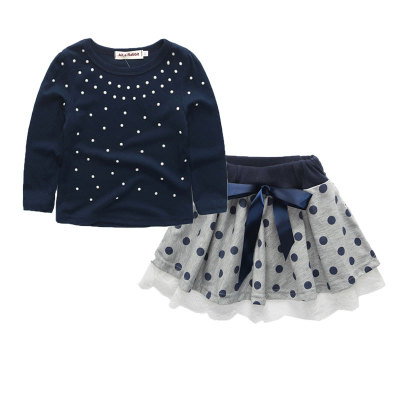 Stylish Pearl Work Navy Skirt Set