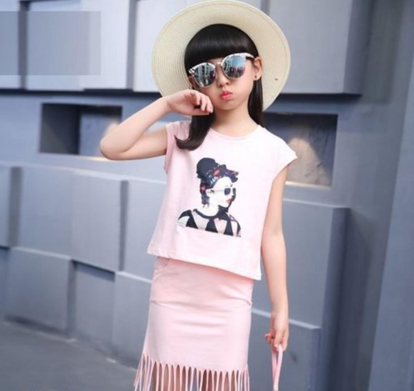 Image of Stylish Skirt Set In Pink