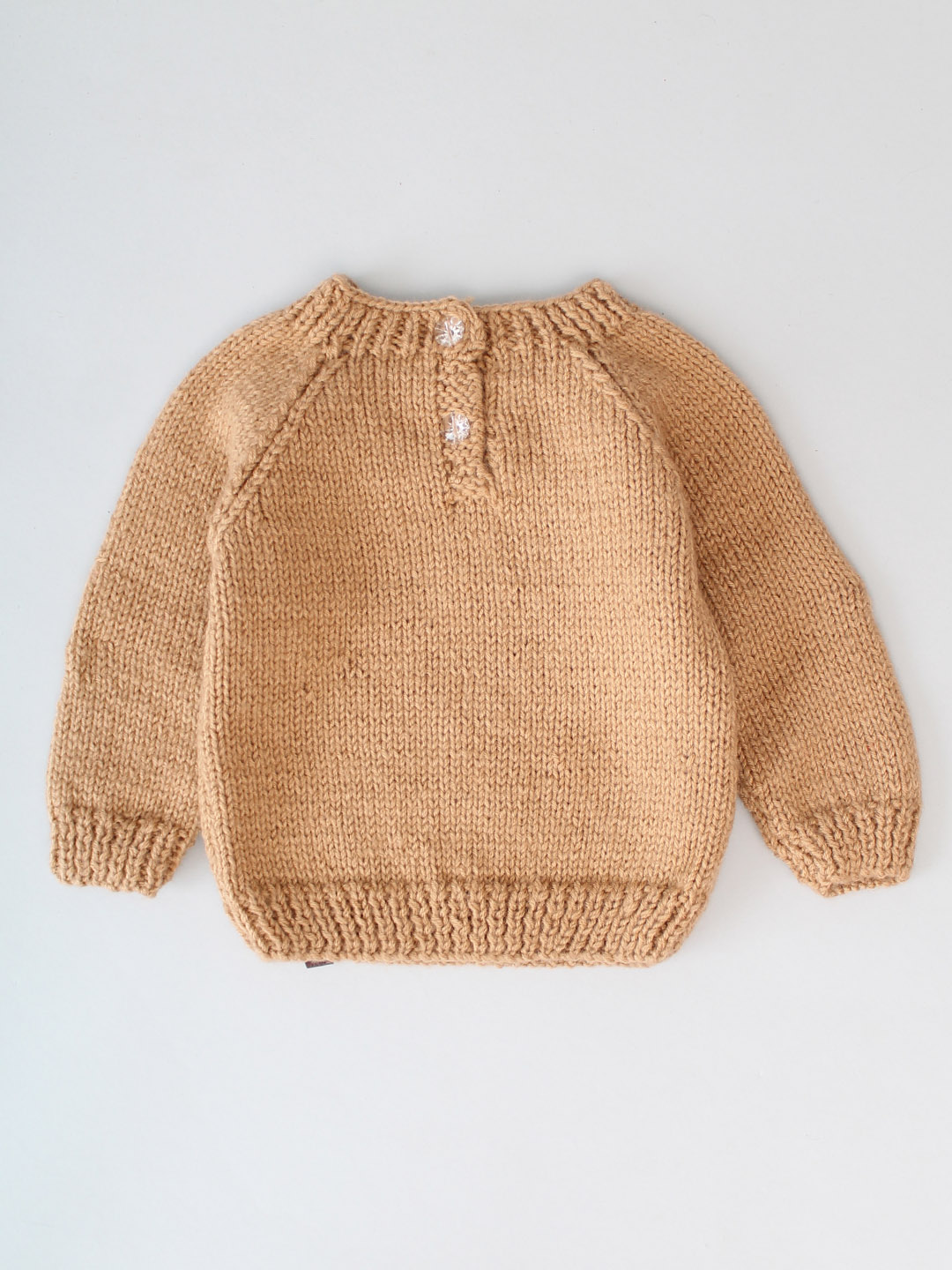 Sweater with Floral Hand Embroidery for Kids - Beige