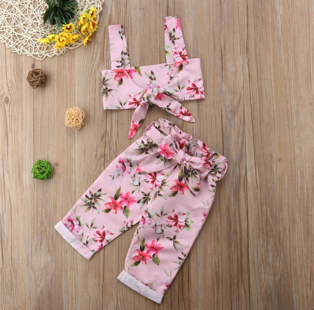 Sweet Pink Culottes and Crop Top Set