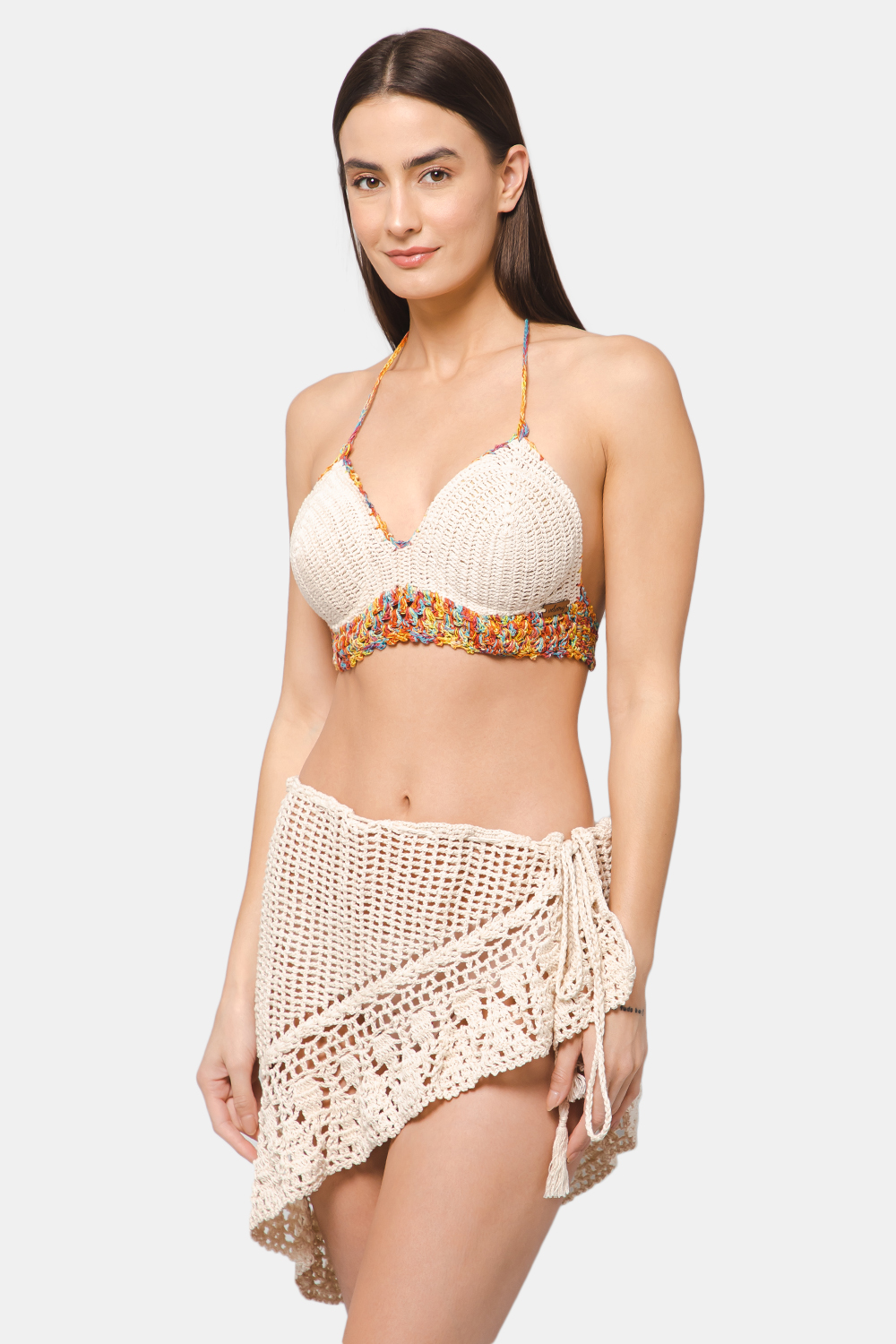 Velvery Handmade Crochet Boho Beachwear Bralette - Off White