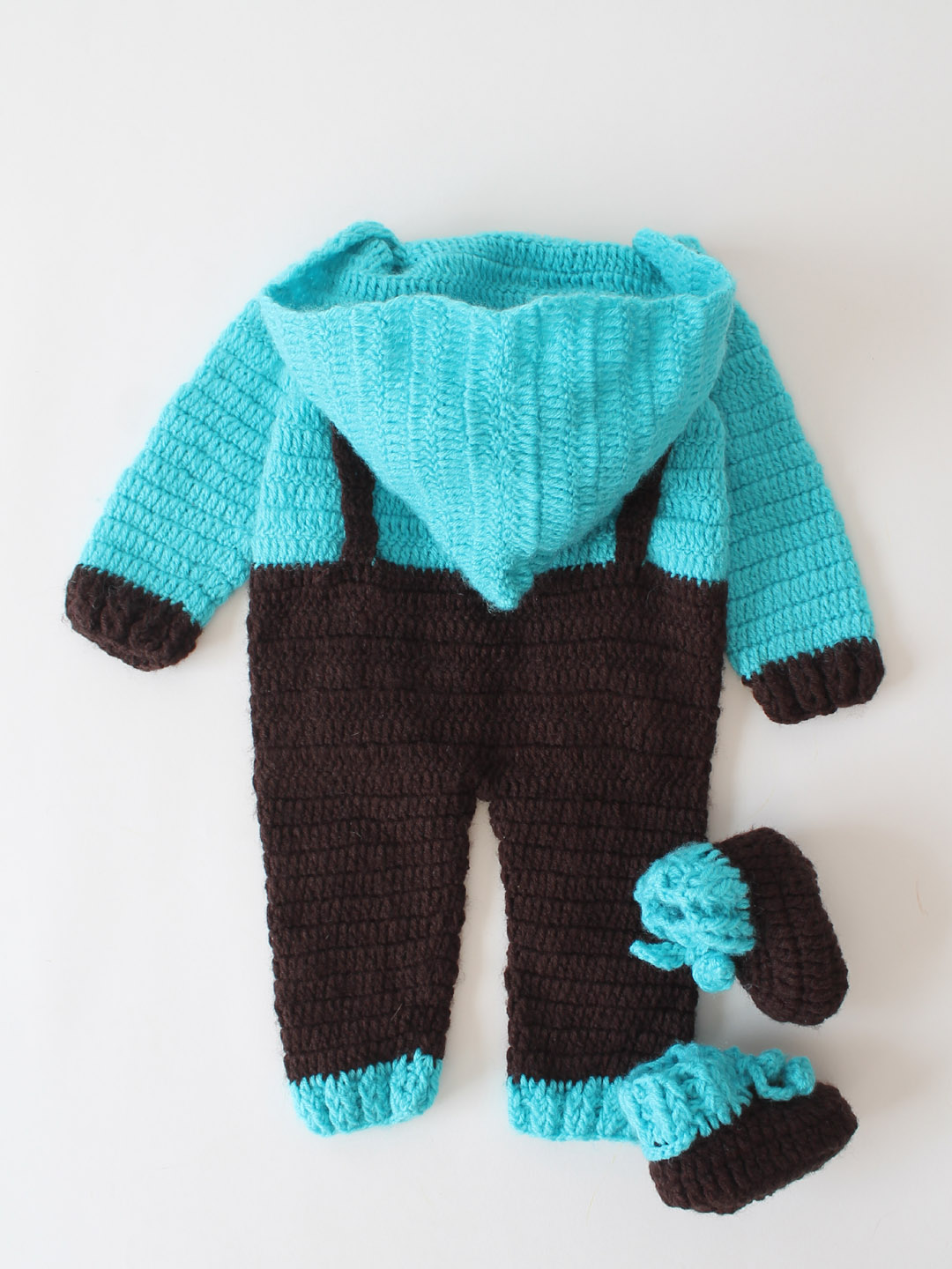 Trendy Front Open Jumpsuit for Infants with Hood & Boots - Blue