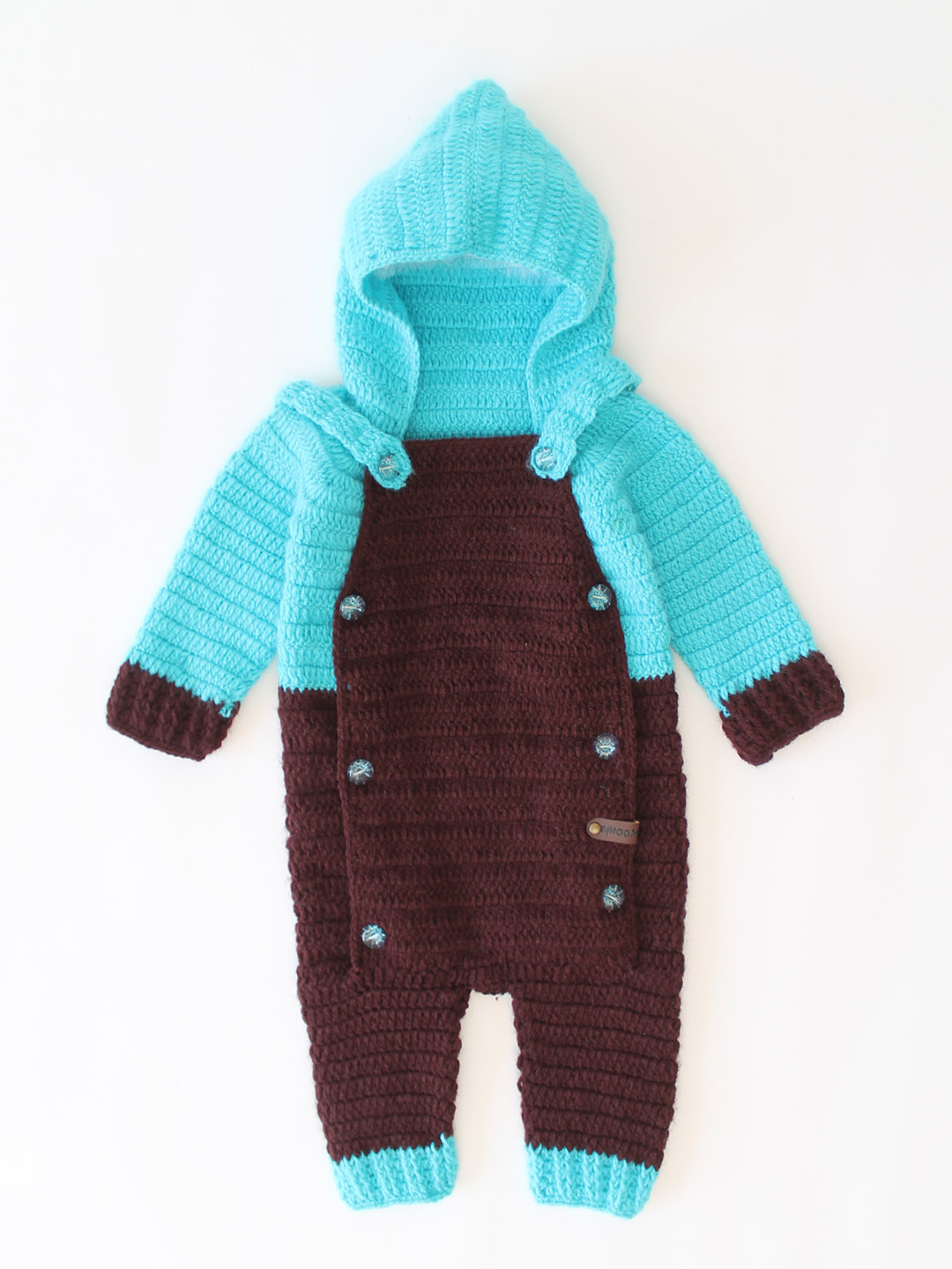 Trendy Front Open Jumpsuit for Infants with Hood & Boots - Blue