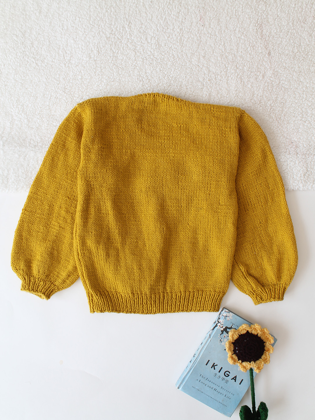 Woonie Floral Round Neck Pullover - Mustard