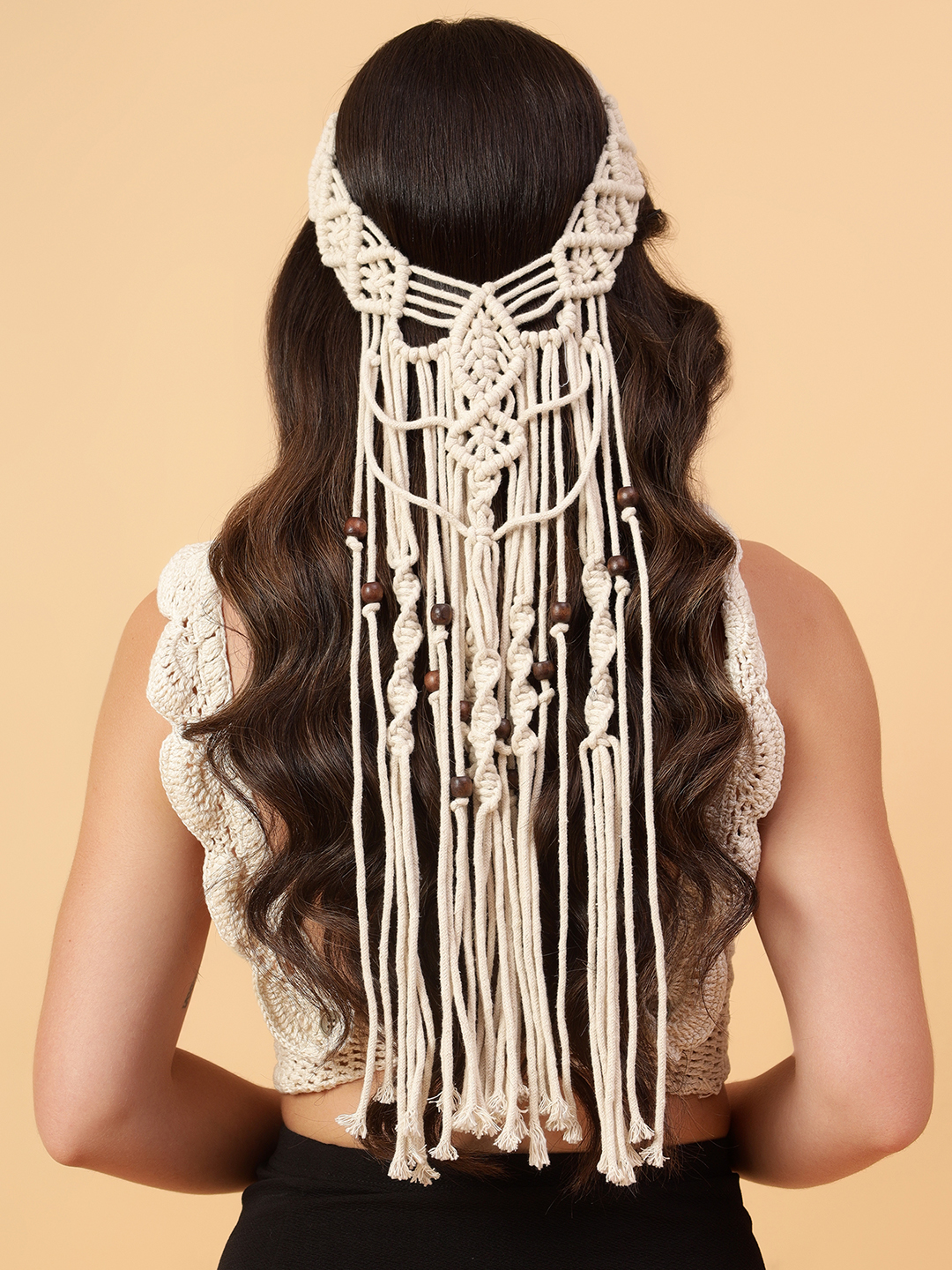 Velvery Girls Beaded Bohemian Macrame Veil Tiara