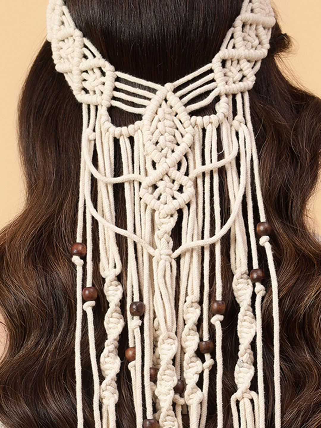 Velvery Girls Beaded Bohemian Macrame Veil Tiara