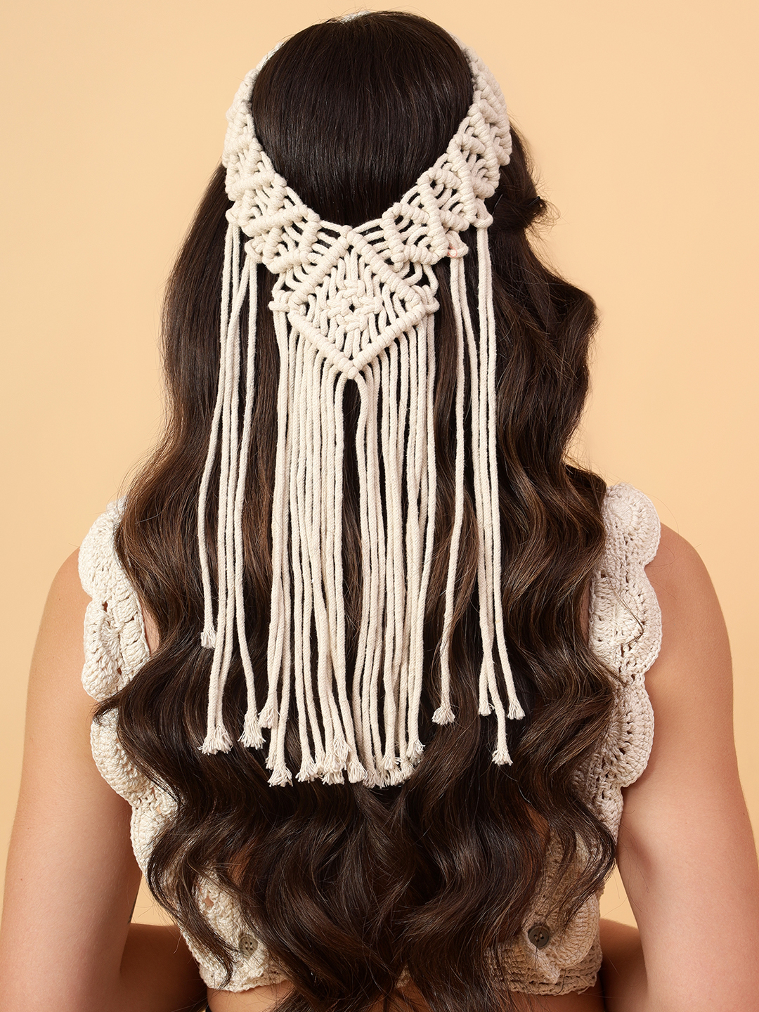 Velvery Girls Bohemian Macrame Veil Cotton Hairband