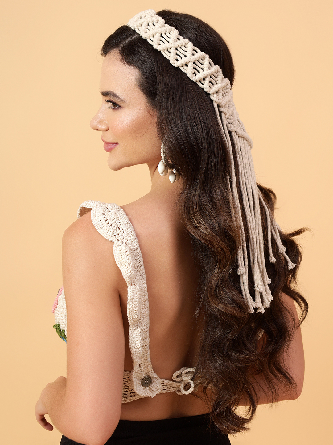 Velvery Girls Bohemian Macrame Veil Cotton Hairband