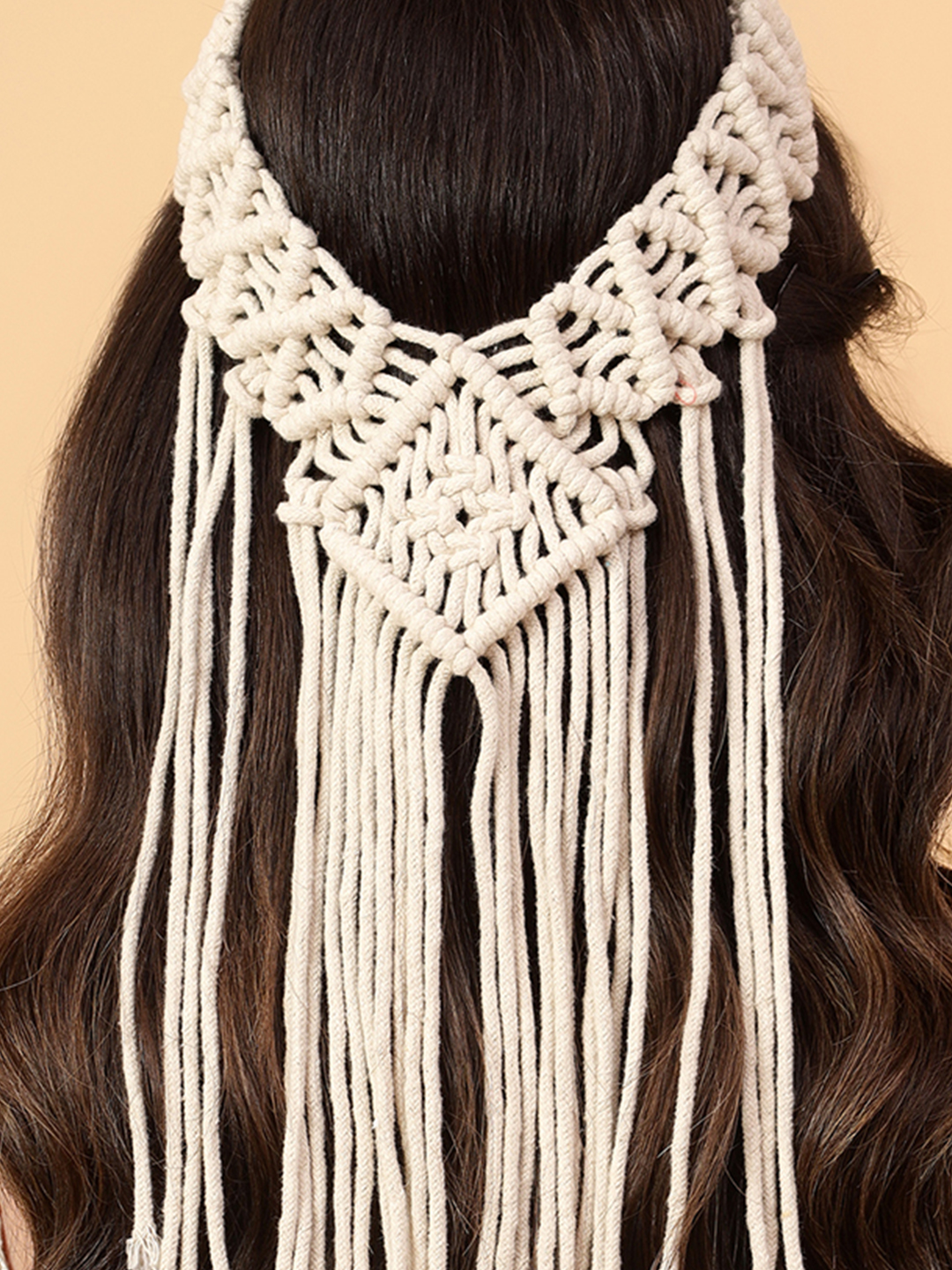 Velvery Girls Bohemian Macrame Veil Cotton Hairband