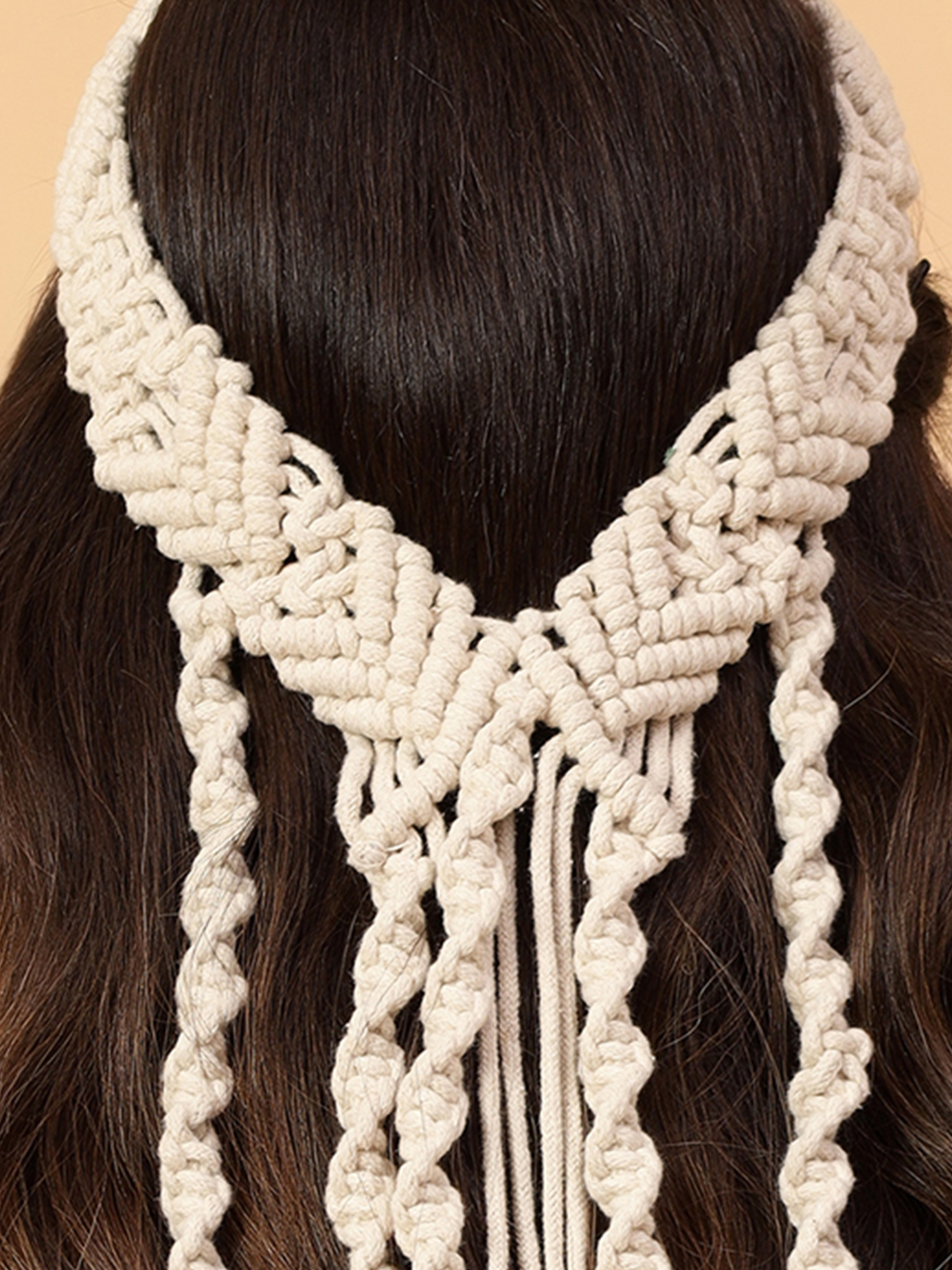 Velvery Girls Beaded Bohemian Macrame Veil Hairband