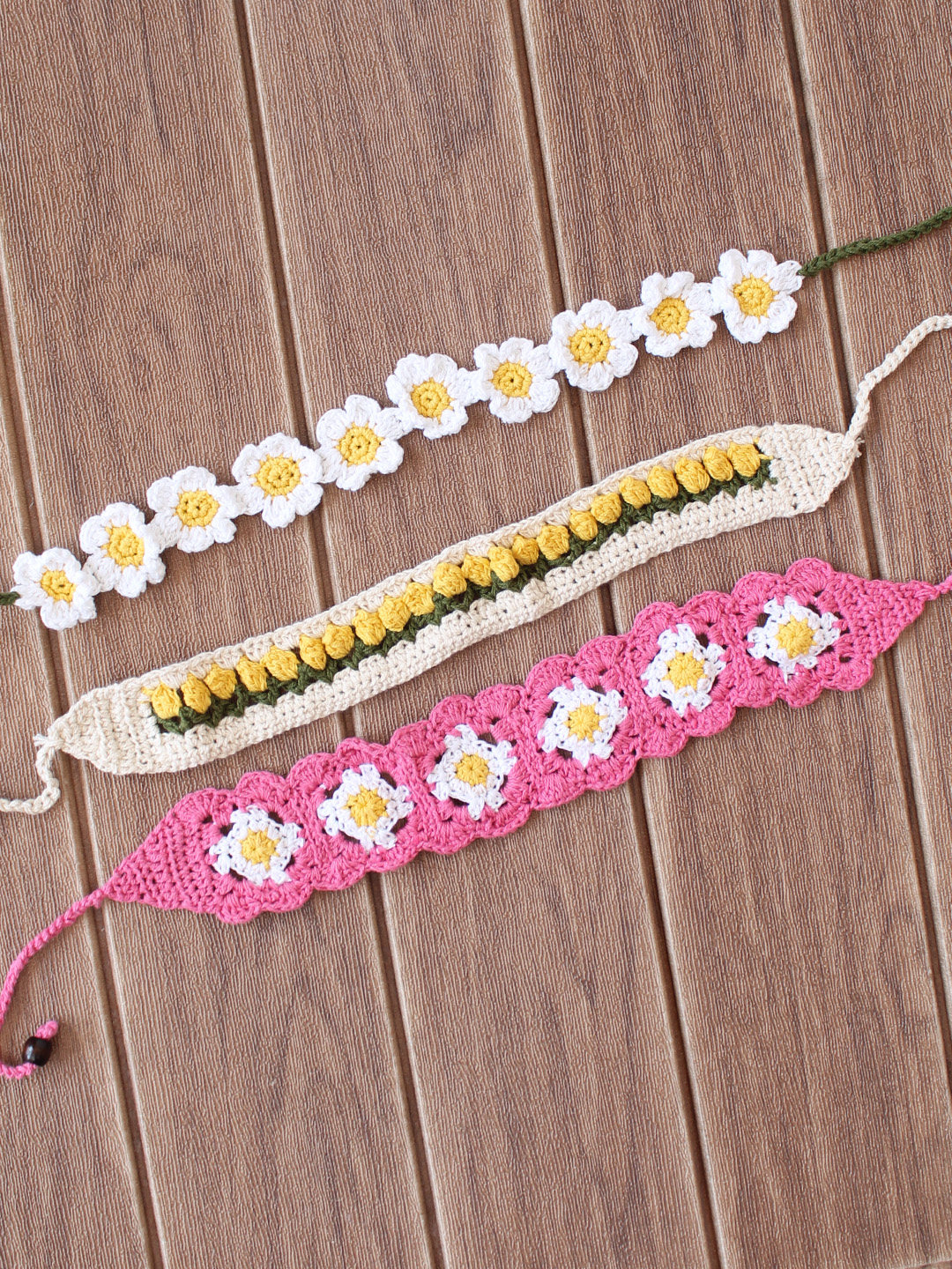 Women Crochet Floral Headband (Set of 3)