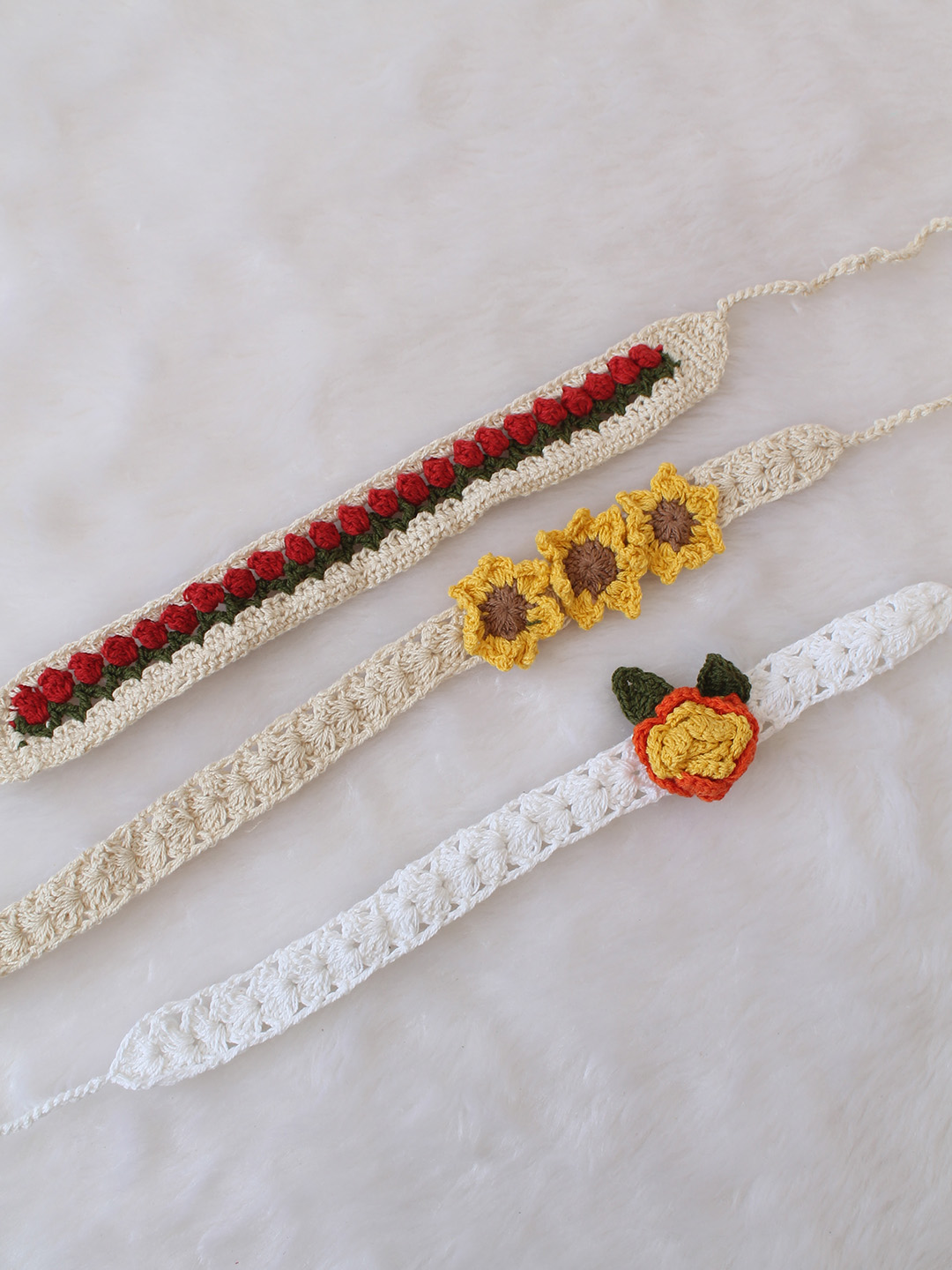 Women Crochet Floral Headband (Set of 3)