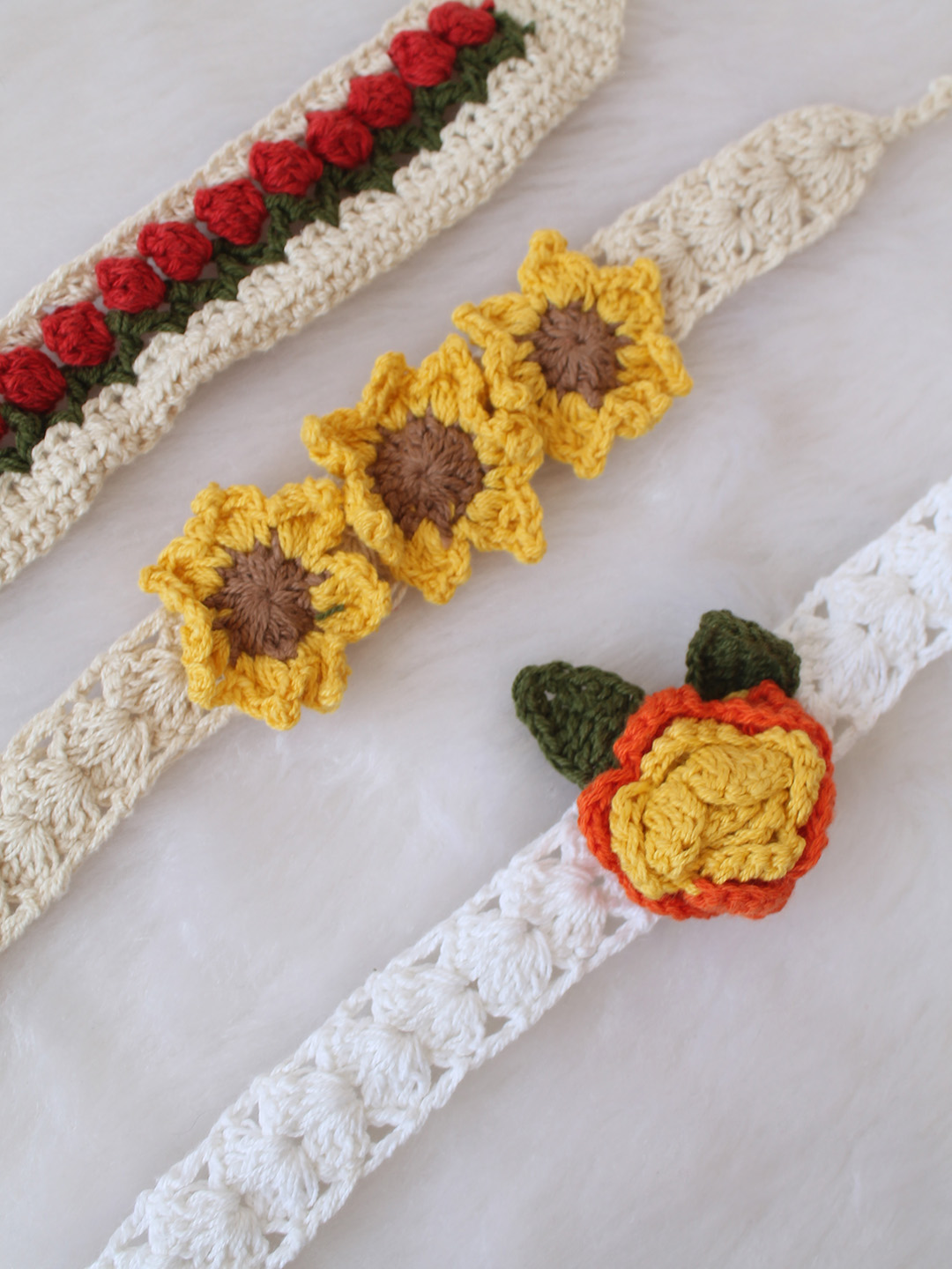Women Crochet Floral Headband (Set of 3)