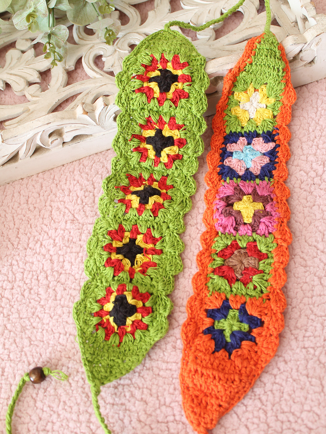 Velvery Granny Square Crochet Headband (Set of 2) - Multicolor