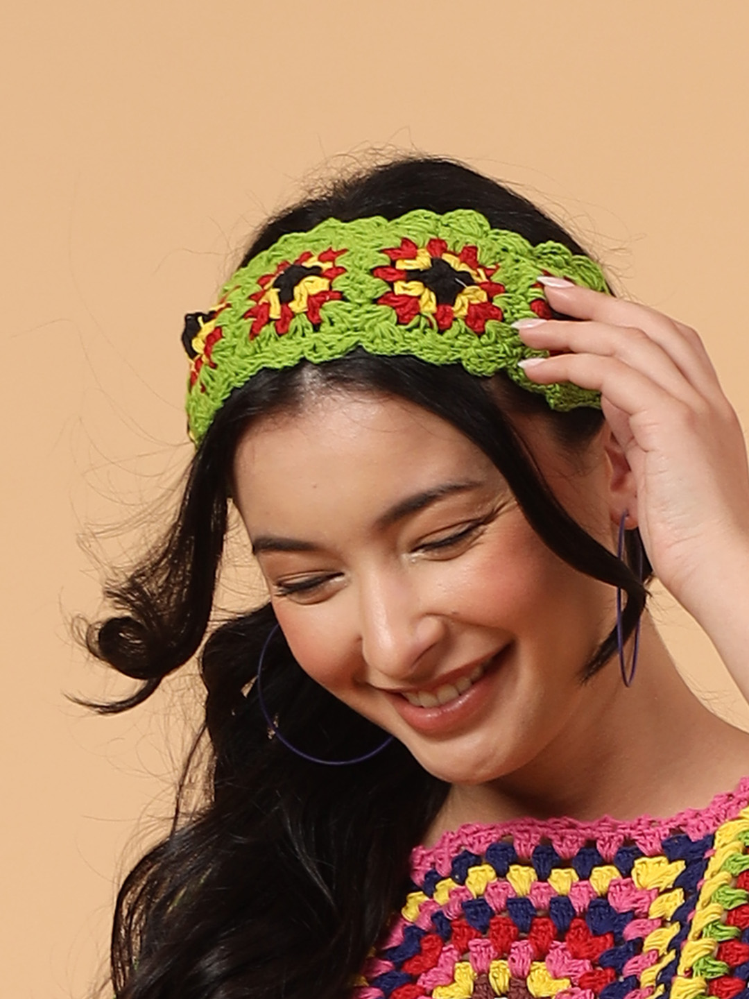 Velvery Granny Square Crochet Headband (Set of 2) - Multicolor