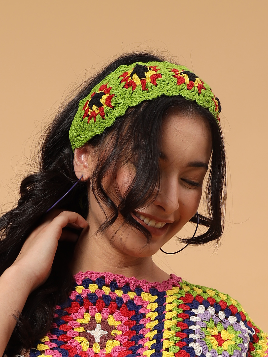 Velvery Granny Square Crochet Headband (Set of 2) - Multicolor