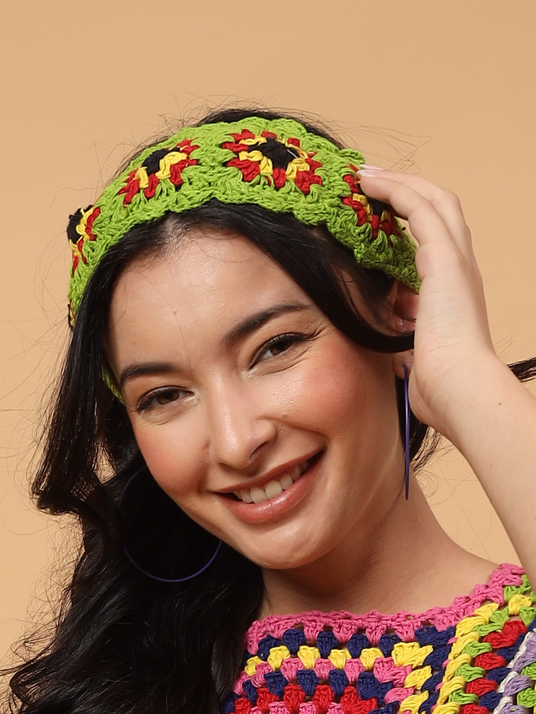 Velvery Granny Square Crochet Headband (Set of 2) - Multicolor