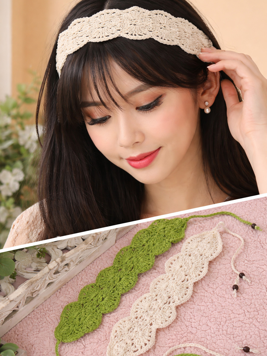 Velvery Self Designed Crochet Headband (Set of 2) - Multi
