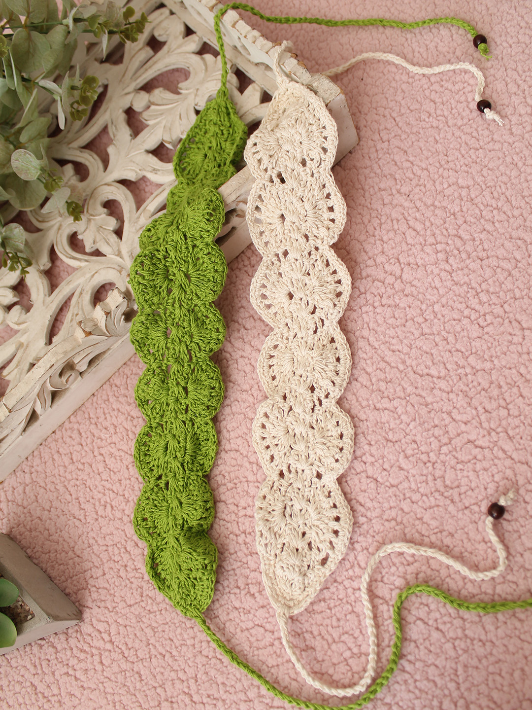 Velvery Self Designed Crochet Headband Set of 2  Multi