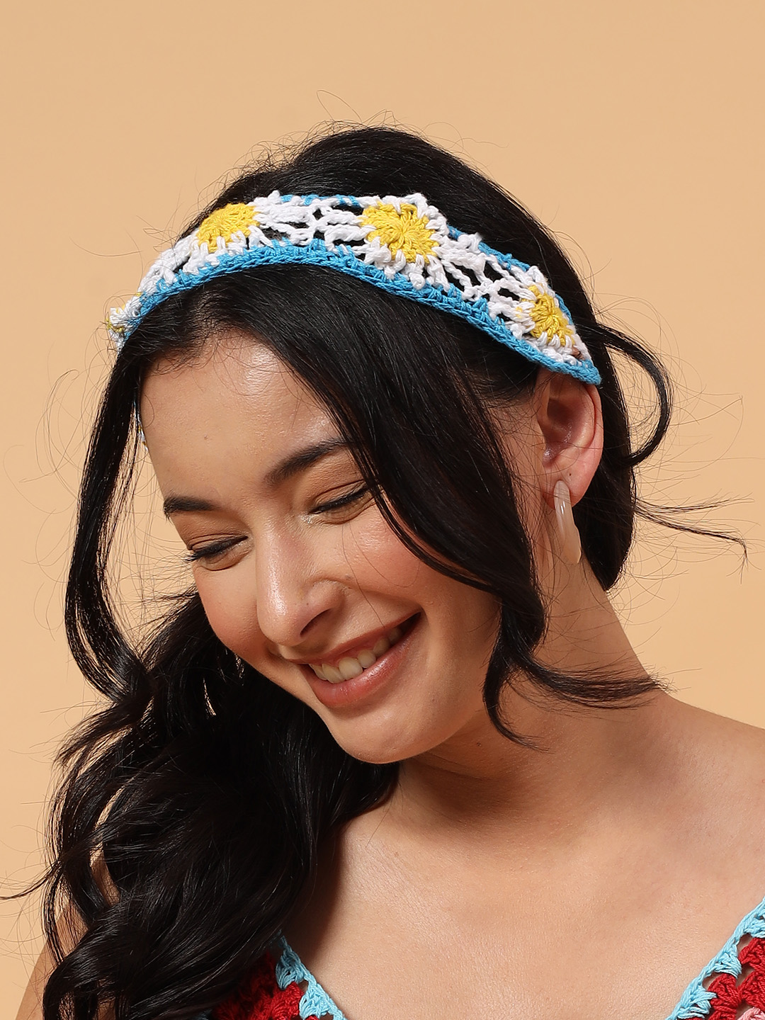 Velvery Daisy Floral Designed Crochet Headband Set of 2  Multicolor