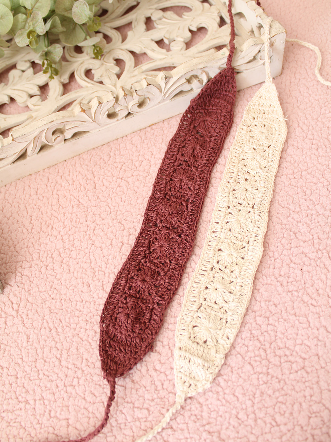 Velvery Self Designed Crochet Headband (Set of 2) - Multicolor
